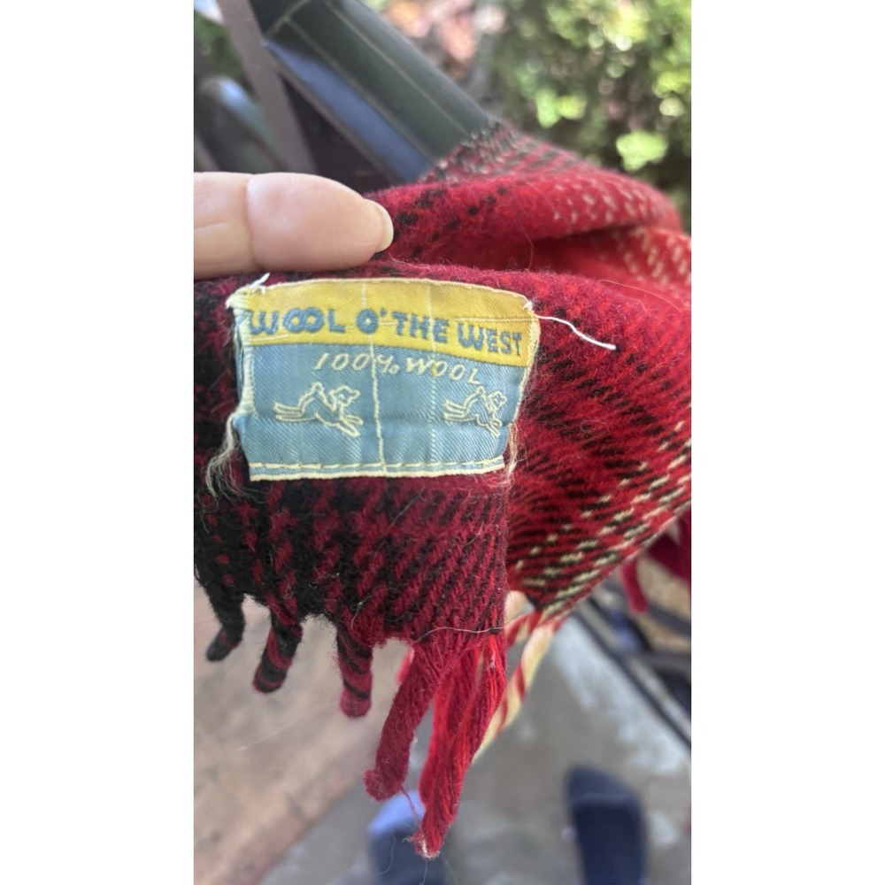VTG Wool Of O West Wool Blanket Portland Woolen Mill Cottage USA Red Plaid Throw